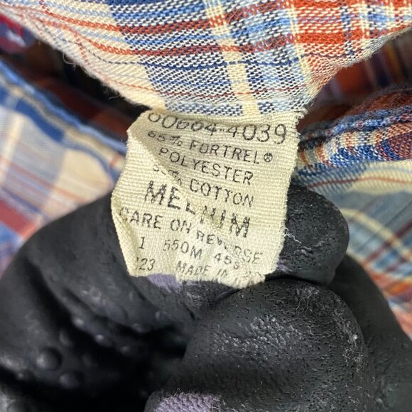 Vintage 80s Levi's Shirt Men's Medium Plaid Check Button Up Down Front Made USA - Picture 8 of 14